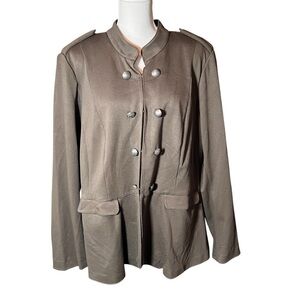 Lane Bryant Ponte Knit Military Style Jacket Blazer Size 28 4X Olive Green NWT‎